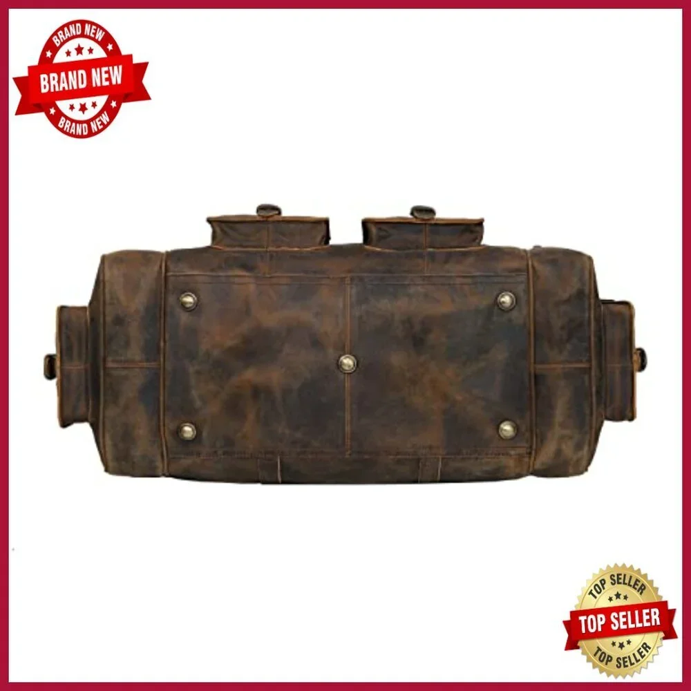Large Leather Travel Duffel Bag for Men, 24